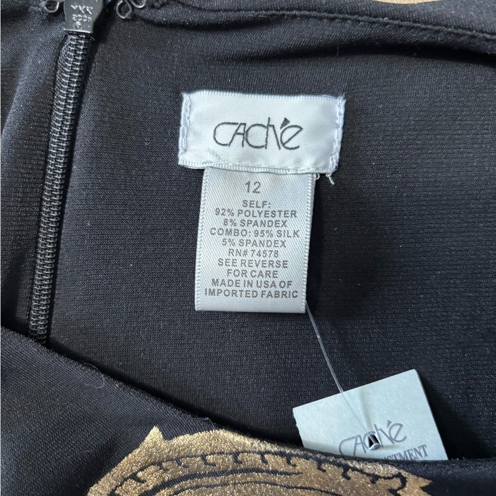 Cache Black Metallic Paisley Dress Size 12 - Picture 7 of 9